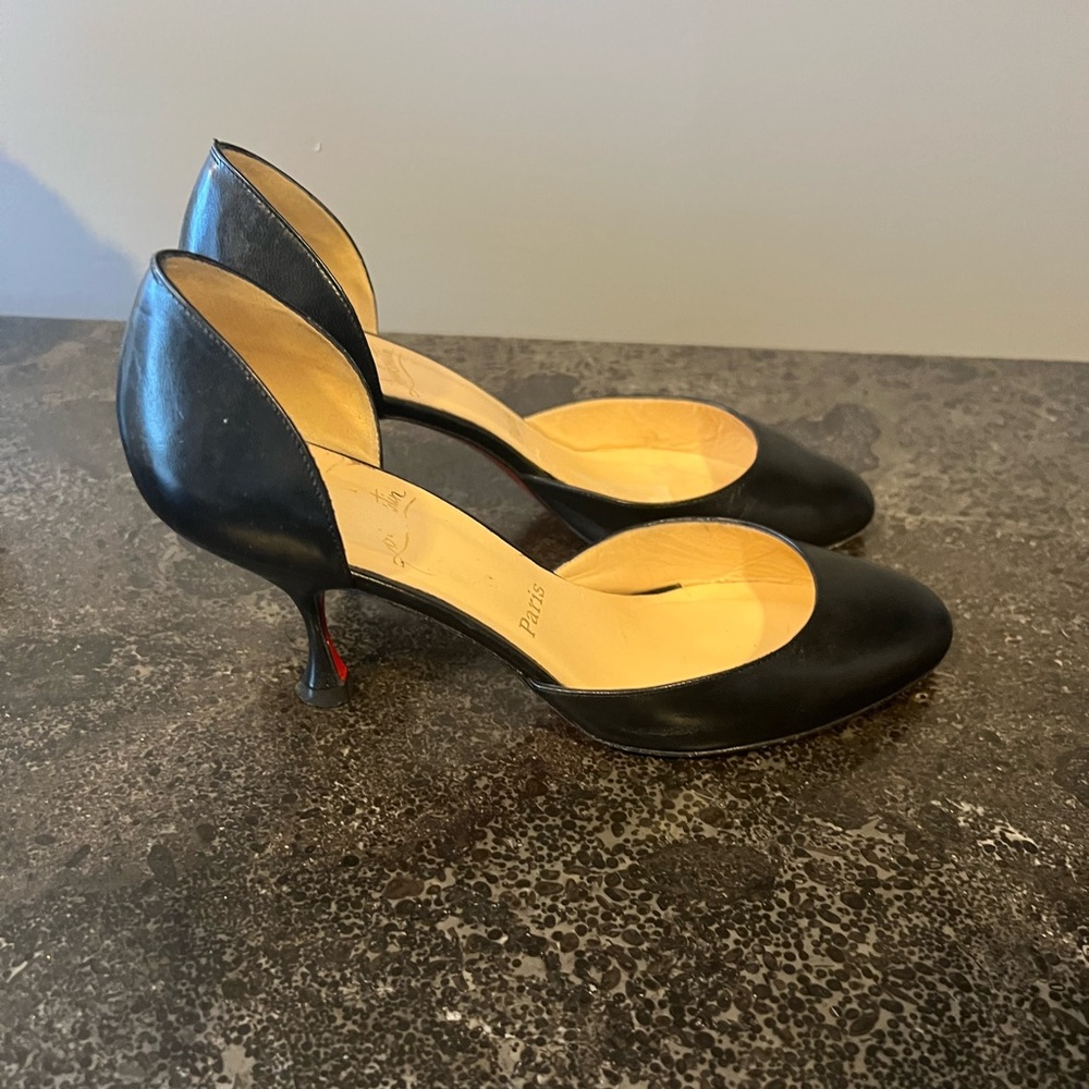 Christian Louboutin Black Leather D'Orsay Pumps - Women US Sz.9.5